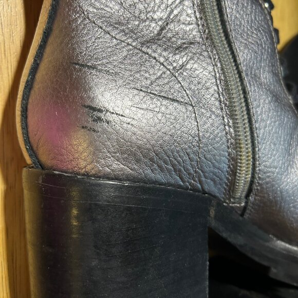 Womens Marc Fisher Waren Silver Leather Lace Up Zip Block Heeled Combat Boots 8 - Picture 13 of 15